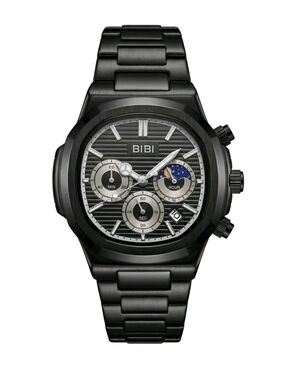 BiBi Black Stainless Steel Chronograph with Moonphase Accent
